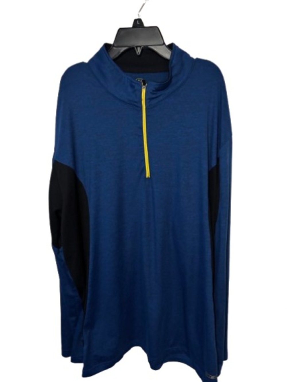 PGA Tour Navy Quarter-Zip Pullover with Black Panels and Yellow Zip